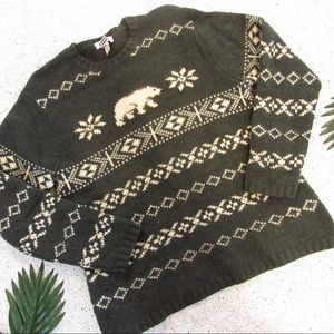 OLD NAVY Green Polar Bear Christmas Wool Sweater